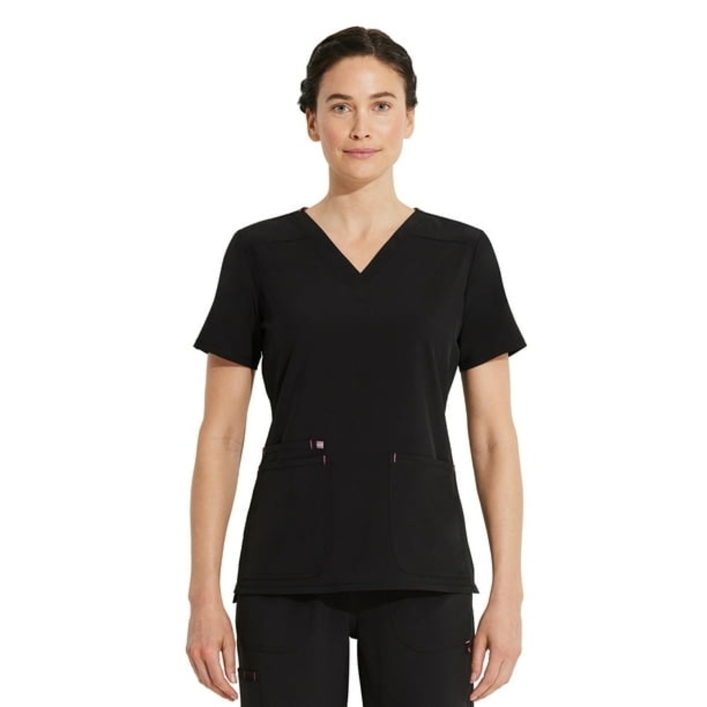 Scrubstar Black V Neck Short Sleeve V-Neck Scrub Top Size Medium
